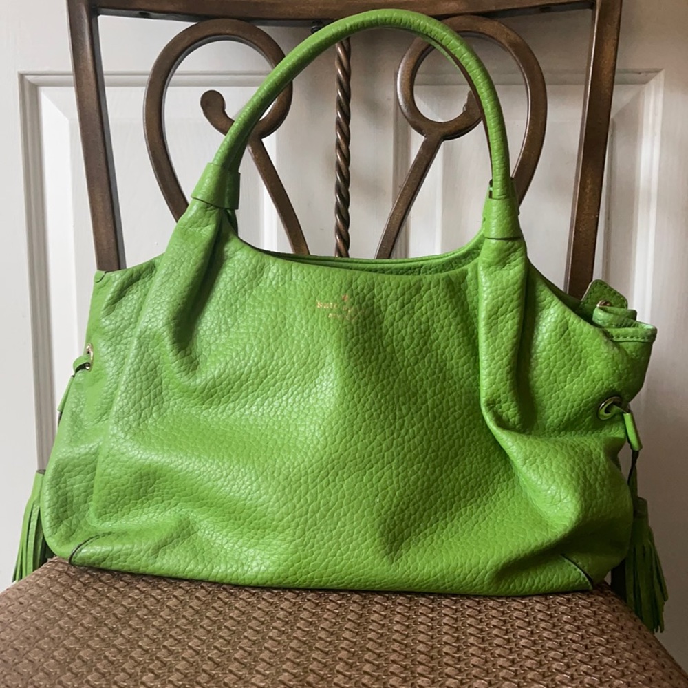 Kate Spade ♠️ Lime green leather satchel purse.